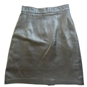 Trina‎ Young Leather Skirt Juniors A Line Vintage Black Party Cocktail Size 7